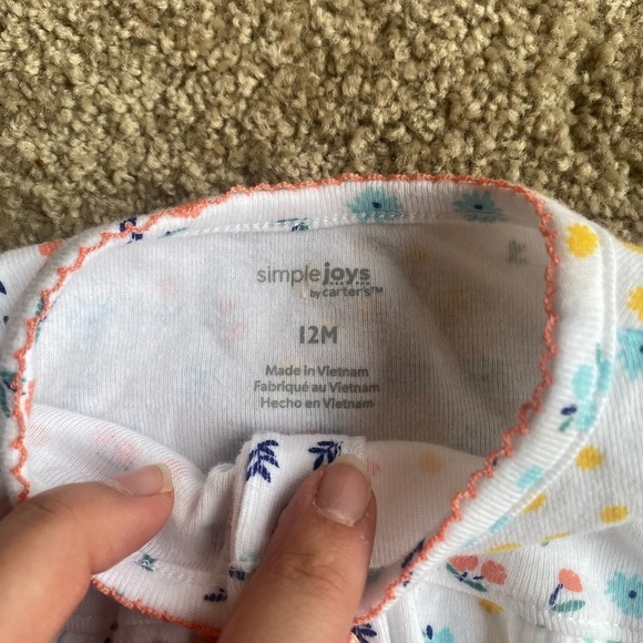 Set of Three Baby Girl Rompers Simple Joys by Carters Snail Floral and Dinosaurs - Picture 6 of 9